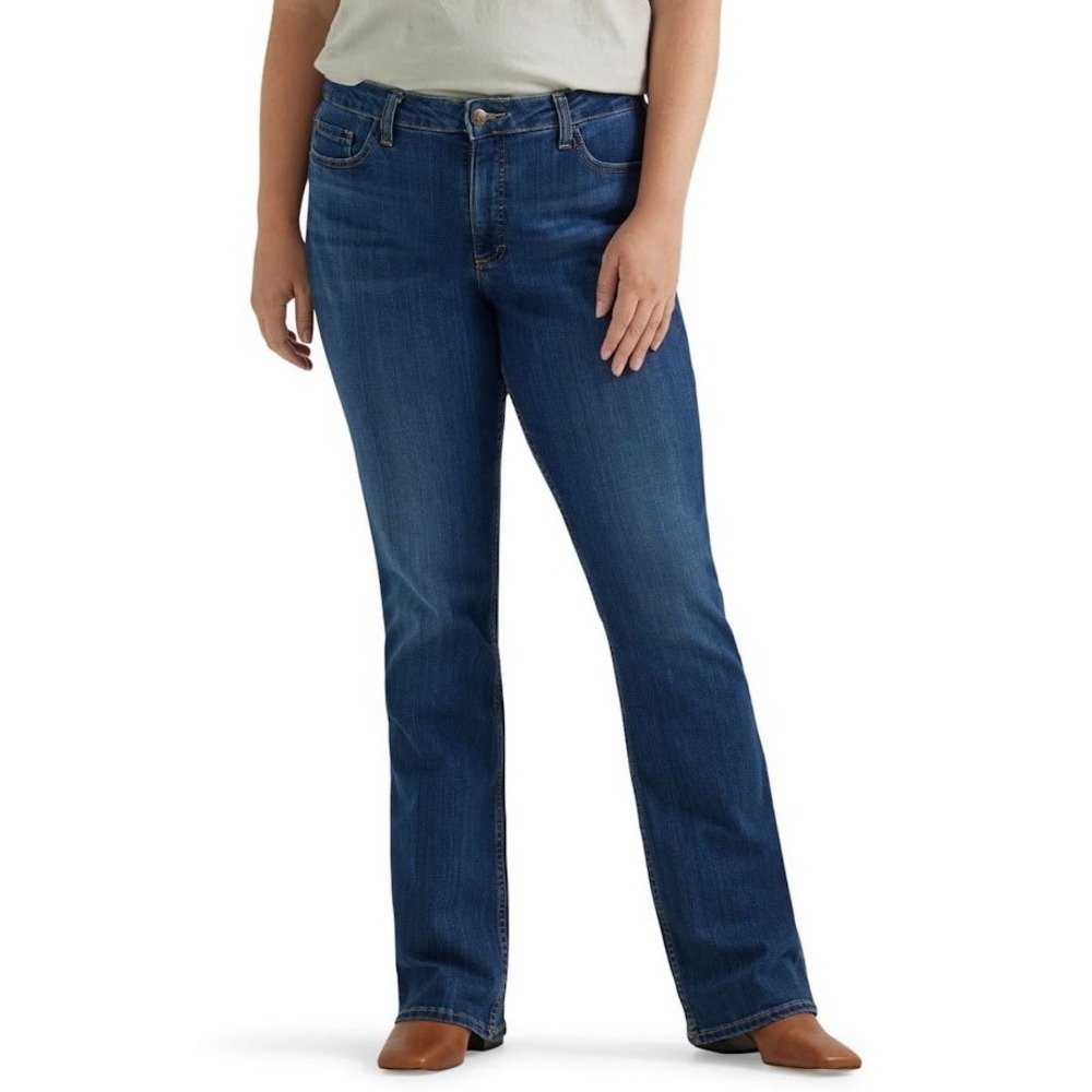 Lee Womens Midrise Bootcut Jeans Friction Resistant Blue Denim 22 Medium NEW